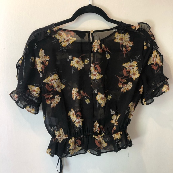 Free Press Black Floral Blouse - Picture 3 of 4